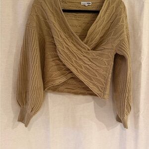 Fashion Nova V-Neck Tan Sweater